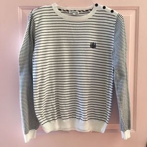 Aquascutum Cotton Stripe Button-Shoulder Sweater